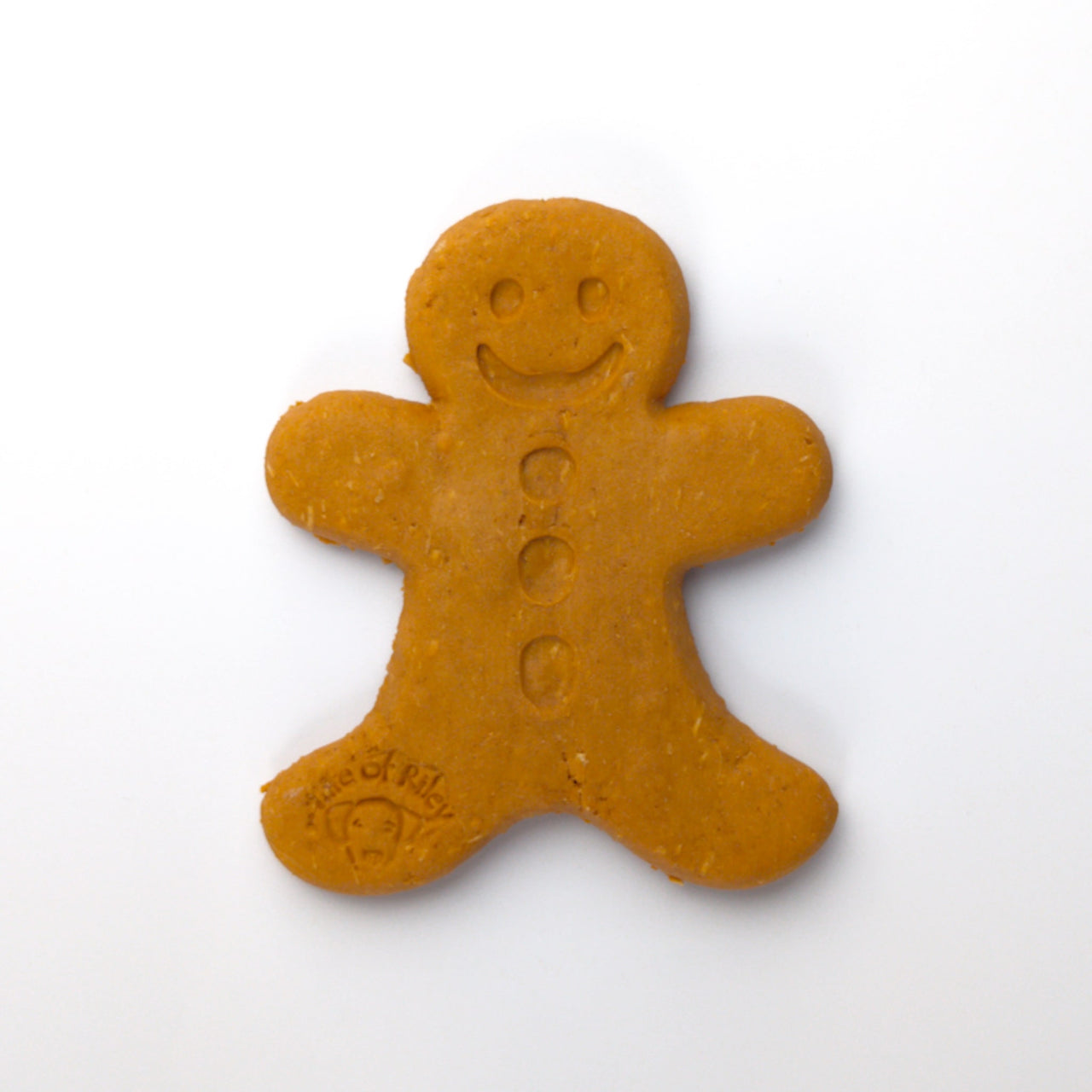 Gingerbread person biscuit on a white background