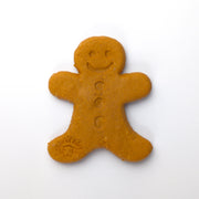 Gingerbread person biscuit on a white background