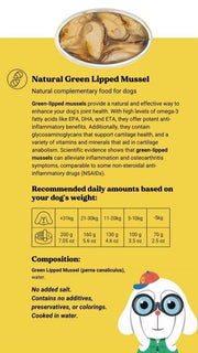 Green lipped mussel for dogs - feeding guidelines