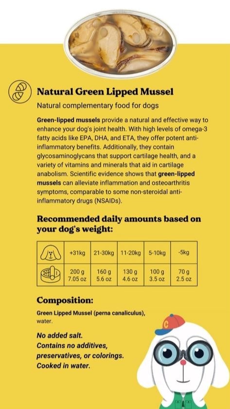 Green lipped mussel for dogs - feeding guidelines