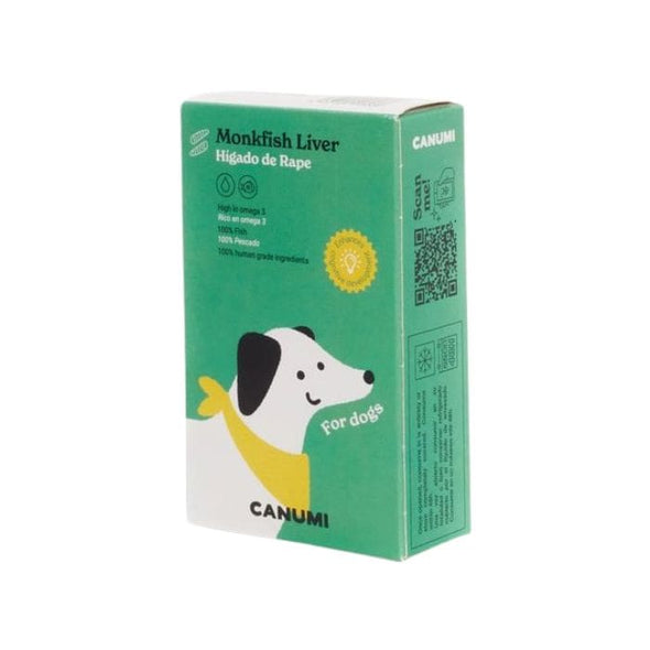 Tinned fish for dogs - Canumi monkfish liver box front