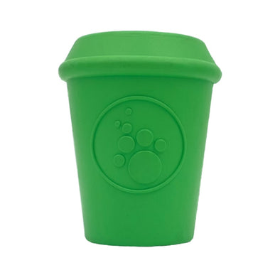 Green SodaPup coffee cup dog treat dispenser - front view