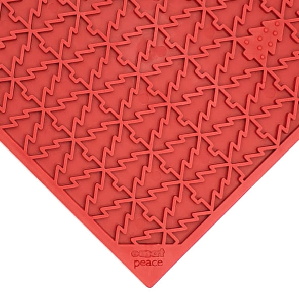 Red SodaPup dog lick mat with a Christmas tree pattern - Christmas dog gift