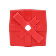 Red SodaPup Christmas dog gifts box dog treat dispenser - top view