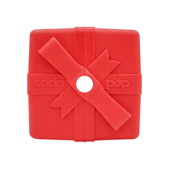 Red SodaPup Christmas dog gifts box dog treat dispenser - top view