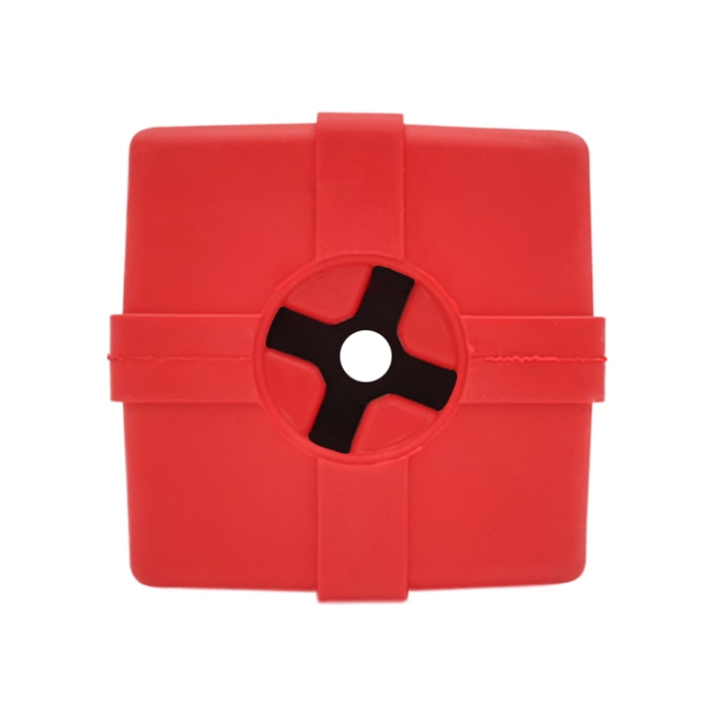 Red SodaPup Christmas dog gifts box dog treat dispenser - bottom view