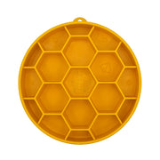 SodaPup slow feeder for dogs - round yellow bowl with honeycomb pattern slow feeder dog bowl