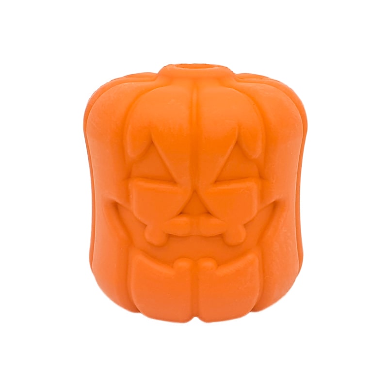 SodaPup orange jack o' lantern pumpkin dog treat dispenser - front view