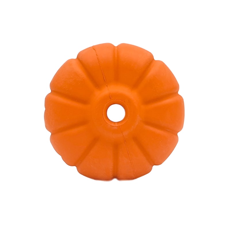 SodaPup orange jack o' lantern pumpkin dog treat dispenser - top view