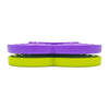 Purple and green slow feeders for dogs stacked on top of each other