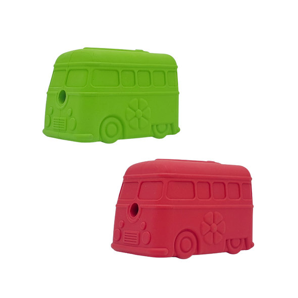 SodaPup green or pink campervan shaped dog treat dispensers - treat dispensers for dogs
